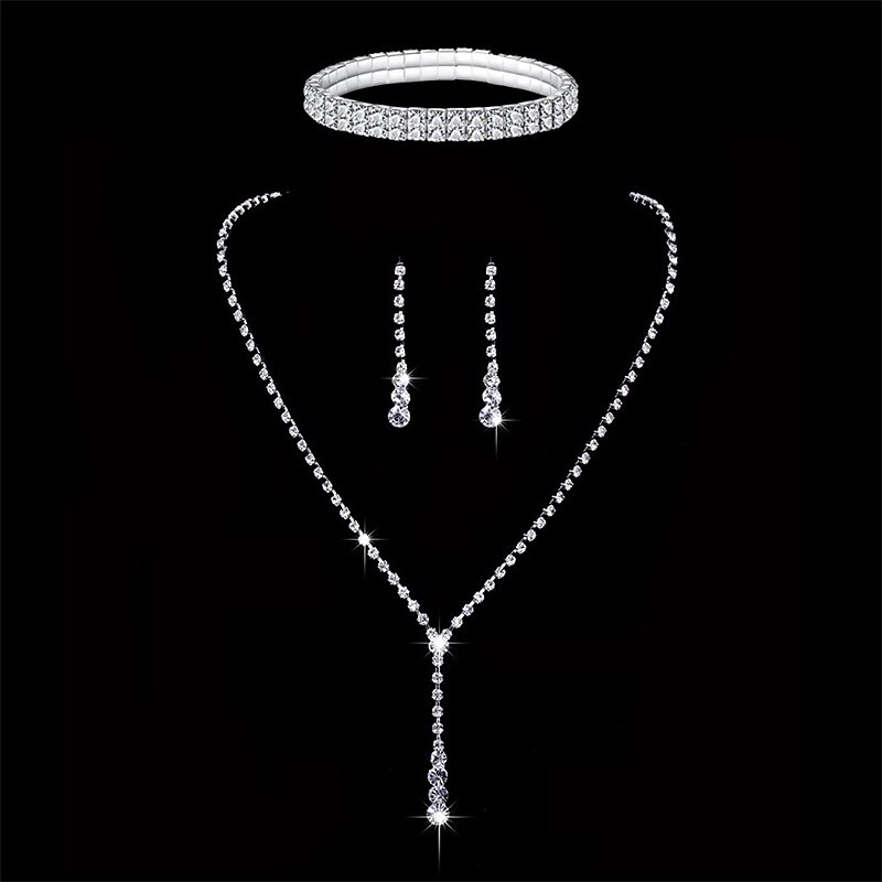 Bridal Jewelry Set of Four Fashionable And Minimalist Tassel Water Diamond Dinner Bag Full of Diamond Necklace Ear Studs Bracelet3