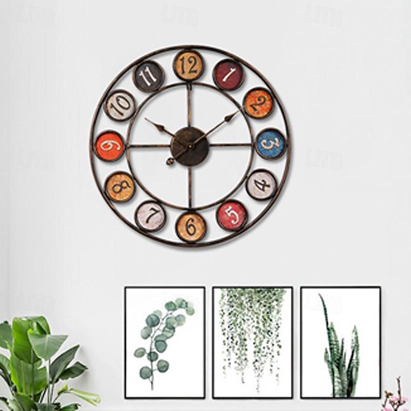 Large Wall Clock Battery Operated Analog Silent Non-Ticking Round Decorative Clock for Kitchen Office Restaurant Coffee Bar Decor 60 cm2