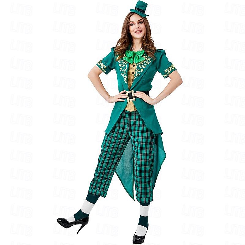 Shamrock Irish Halloween Cosplay Costume Outfits Carnival Costume Cosplay Adults' Women's Carnival Saint Patrick's Day Party Halloween Easy Halloween Costumes Dress Up2