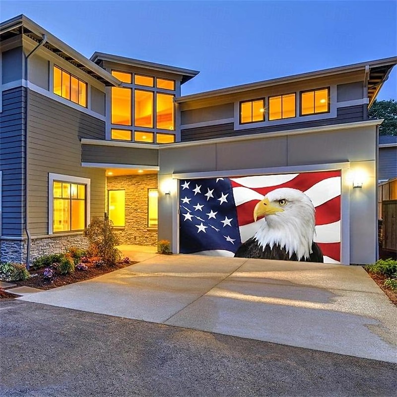 4th of July Independence Day Eagle Outdoor Garage Door Cover Banner Beautiful Large Backdrop Decoration for Outdoor Garage Door Home Wall Decorations Event Party Parade3