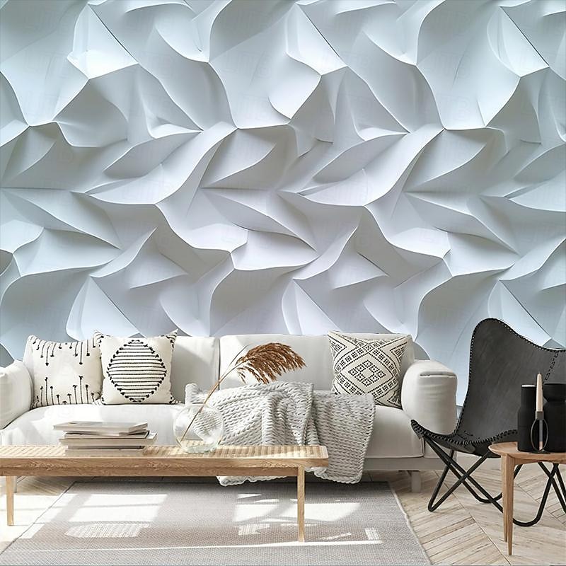 Cool Wallpapers 3D White Wallpaper Wall Mural Wall Covering Sticker Peel and Stick Removable PVC/Vinyl Material Self Adhesive/Adhesive Required Wall Decor for Living Room Kitchen Bathroom