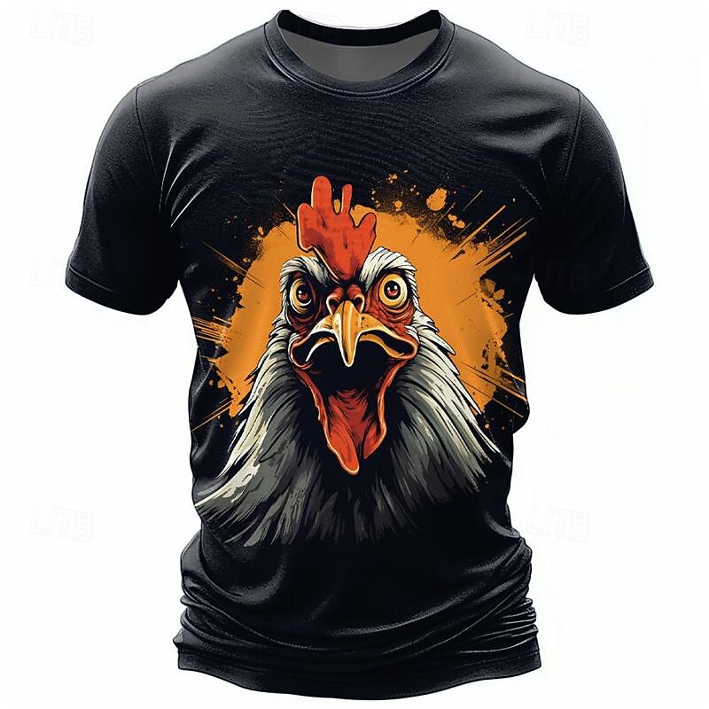 Men's Graphic Animal Rooster T Shirt Short Sleeve T shirt 3D Print Crew Neck Shirt Daily Designer Casual Sports Outdoor Holiday Going out Black Navy Blue Red Spring & Summer Clothing Apparel S M L XL3