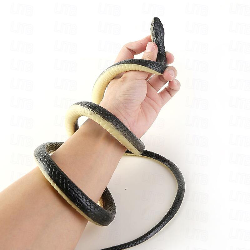 Realistic Fake Rubber Toy Snake Black Fake Snakes 49 Inch Long April Fool's Day