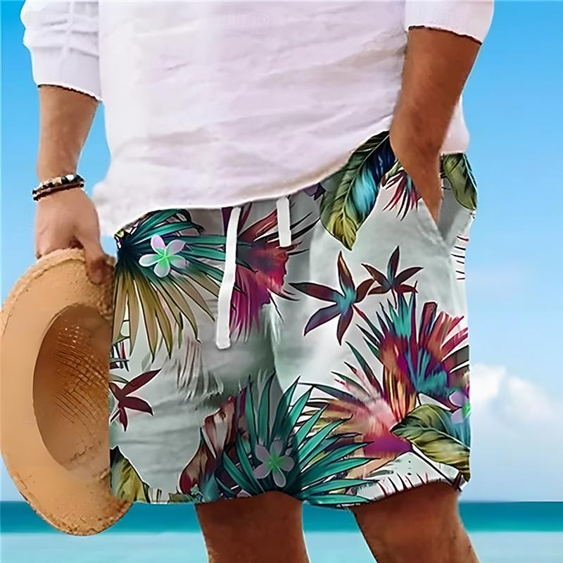 Men's Leaf Swim Trunks Swim Shorts Board Shorts Mid Waist Hawaiian Casual Holiday Beach Drawstring with Mesh lining Elastic Waist Designer Clothing Apparel2