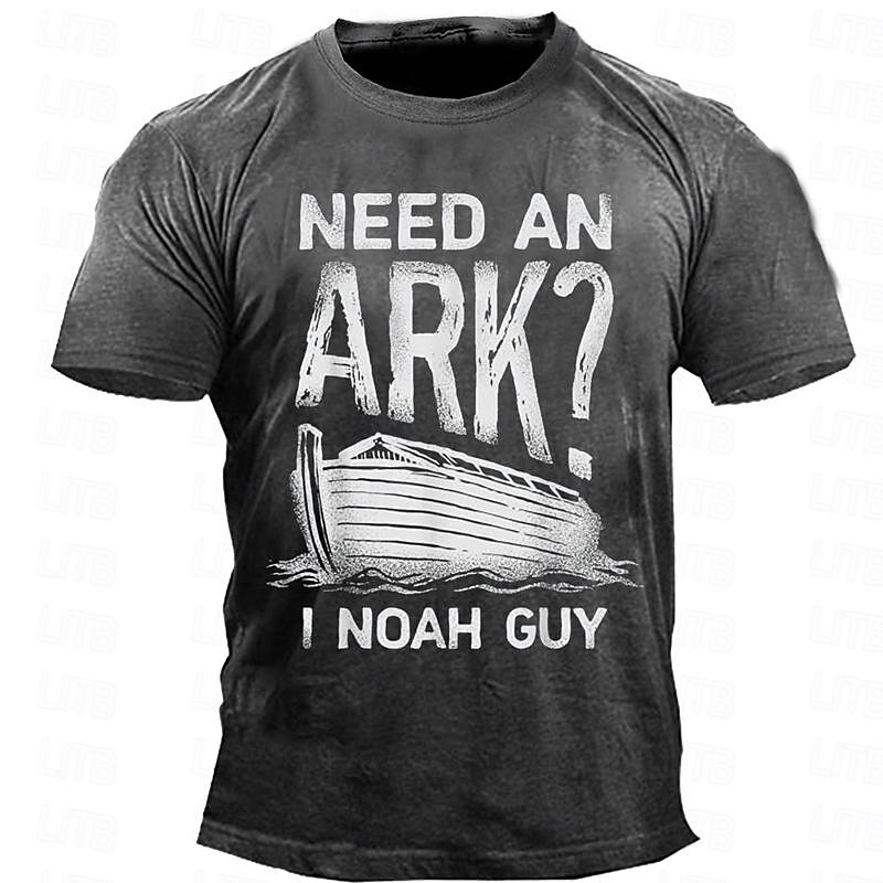 Men's Graphic Need an Ark T Shirt Short Sleeve T shirt 3D Print Crew Neck Shirt Retro Vintage Casual Street Style Sports Outdoor Holiday Going out Blue Army Green Dark Blue Spring & Summer Clothing4