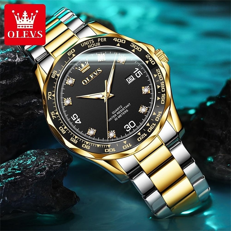 OLEVS Men Quartz Watch Minimalist Fashion Casual Wristwatch Luminous Calendar Waterproof Steel Watch4