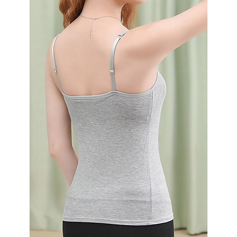 Women's Pajamas Top Pure Color Simple Comfort Daily Rayon Breathable Straps Sleeveless Strap Top Backless Chest pads Summer Spring Home Outfits 9