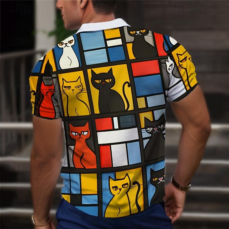 Men's Plaid Golf Shirt Short Sleeve Polo Shirts Collared Shirts Vintage Casual Vacation Wear Formal Wear Festival Wear Buttons 3D Print Summer Yellow Blue Orange2