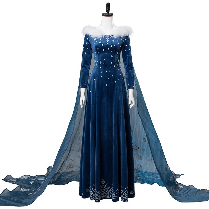 Frozen Princess Elsa Anna Dress Cosplay Costume Women's Movie Cosplay Cosplay Costume Blue Dress Halloween Masquerade Polyester With Costume Wig4