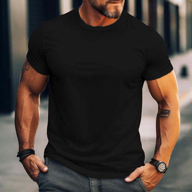 Men's T Shirt Tee Top Short Sleeves Crew Neck Summer Plain Fashion Designer Basic Vacation Street Going out Wine Black White Top Tee for Men3