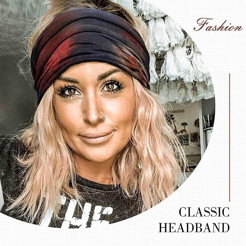 Boho Wide Headbands African Style Turban Head Bands Leopard Stretch Knotted Wraps FloralElastic Yaga Hair Outdoor Sweatbands Fashion Accessory for Black Women and Girls (Set 6)4