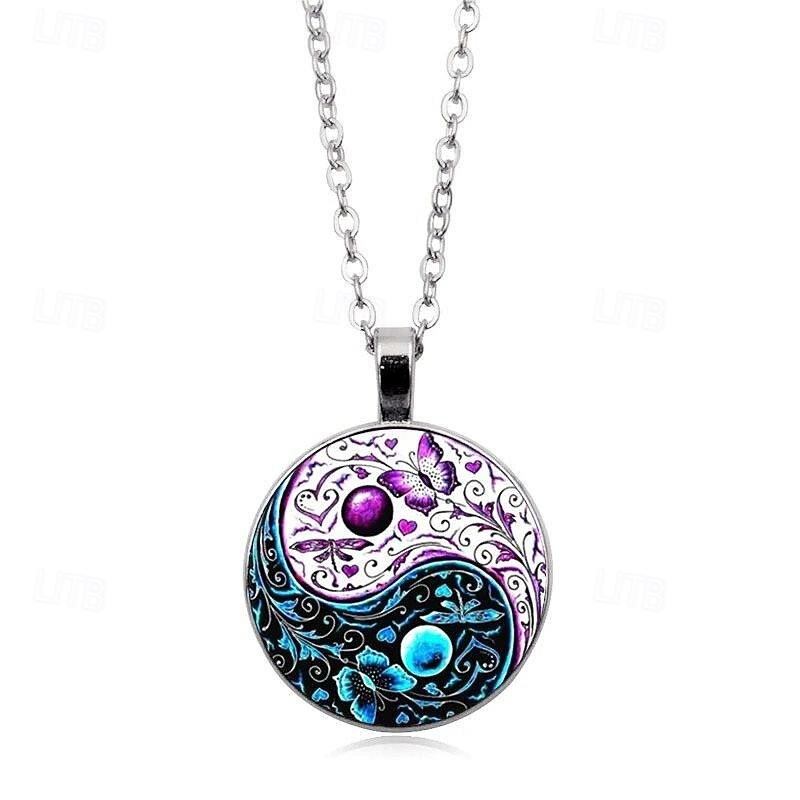 Yin Yang Tai Chi Butterfly Time Gem Necklace Set Cross border European and American Creative Silver Bracelet Earrings Jewelry Set2