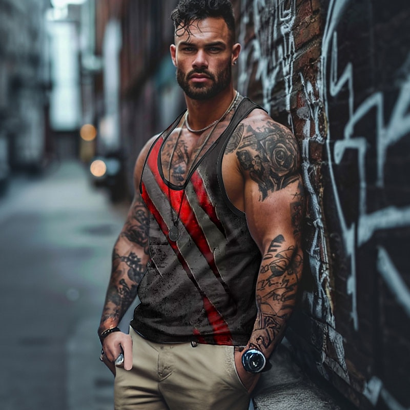 Men's Graphic Color Block Gothic Horror Vest Top Racer Back Tank Top Sleeveless T Shirt for Men Sleeveless T shirt 3D Print V Neck Shirt Sports Daily Simple Sports Outdoor Holiday Gym Red Blue Purple