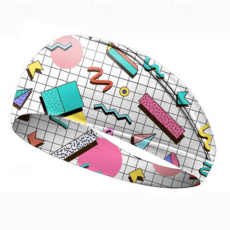 80s  Retro Printed Headbands, Sports Headbands, Women's Headbands, Sweat Absorbing And Anti Sweat Bands, Men's Wide Brimmed Yoga Hair Accessories