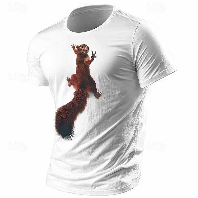 Men's Graphic Animal Squirrel T Shirt Tee Funny T Shirts Tee Top Short Sleeve Shirt Round Neck Daily Holiday 3D Print Black White Wine Army Green Print Clothing Apparel Streetwear Exaggerated2