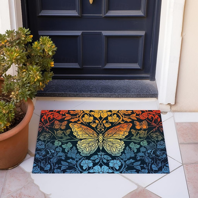 Folk Art Butterflies Doormat Floor Mats Washable Rugs Kitchen Mat Non-Slip Oil Proof Rug Indoor Outdoor Mat Bedroom Decor Bathroom Mat Entrance Rug4