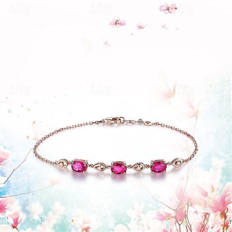 Red Crystal Gemstone Bracelet For Women Buy Three Get One Free Luxury European And American Style Rose Gold Necklace Ring Set2
