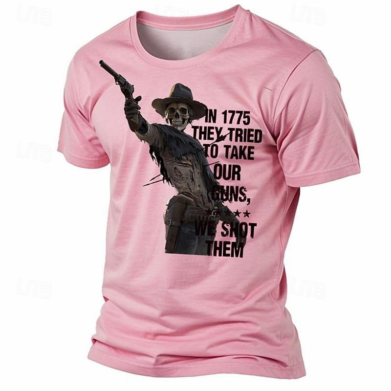 Veterans Day Men's Patriot Patriotic Veteran Graphic Cool Skulls Skeleton T shirt Short Sleeve T shirt 3D Print Crew Neck Shirt Daily Designer Street Style Sports Outdoor Holiday Going out Black