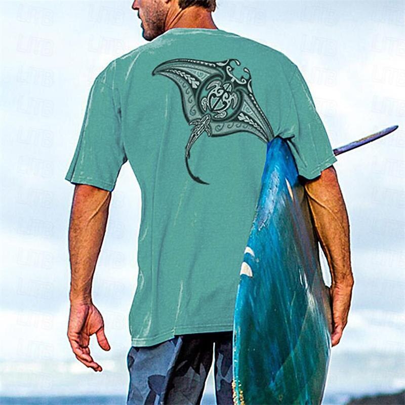 Men's Graphic Animal Turtle T Shirt Short Sleeve T shirt 3D Print Crew Neck Shirt Resort Style Vacation Holiday Going out Blue Green Gray Spring & Summer Clothing Apparel S M L XL 2XL 3XL3
