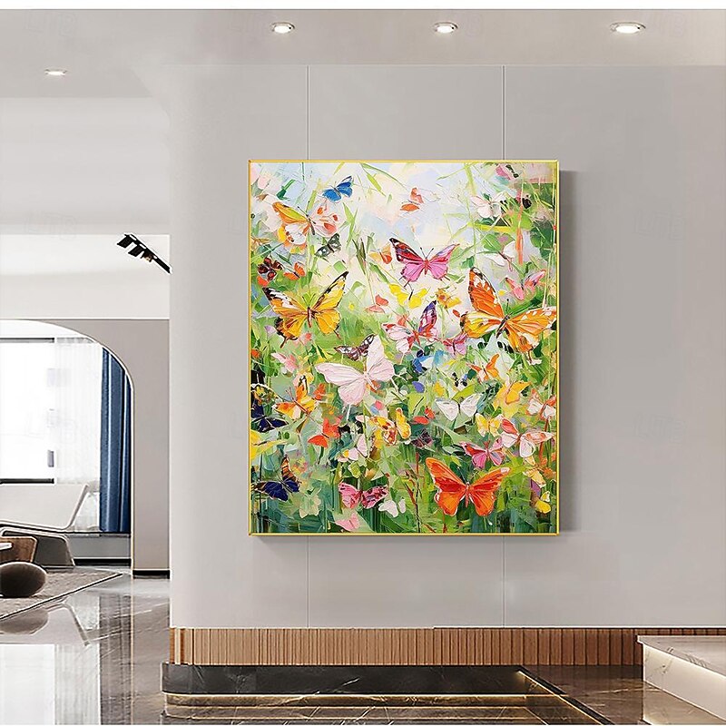 Hand painted Abstract Colorful Butterfly Oil Painting on Canvas animal painting Original Nature Scenery pattle knife Painting Custom Planting  Art Modern oil painting for Wall Art Bedroom Wall Decor4