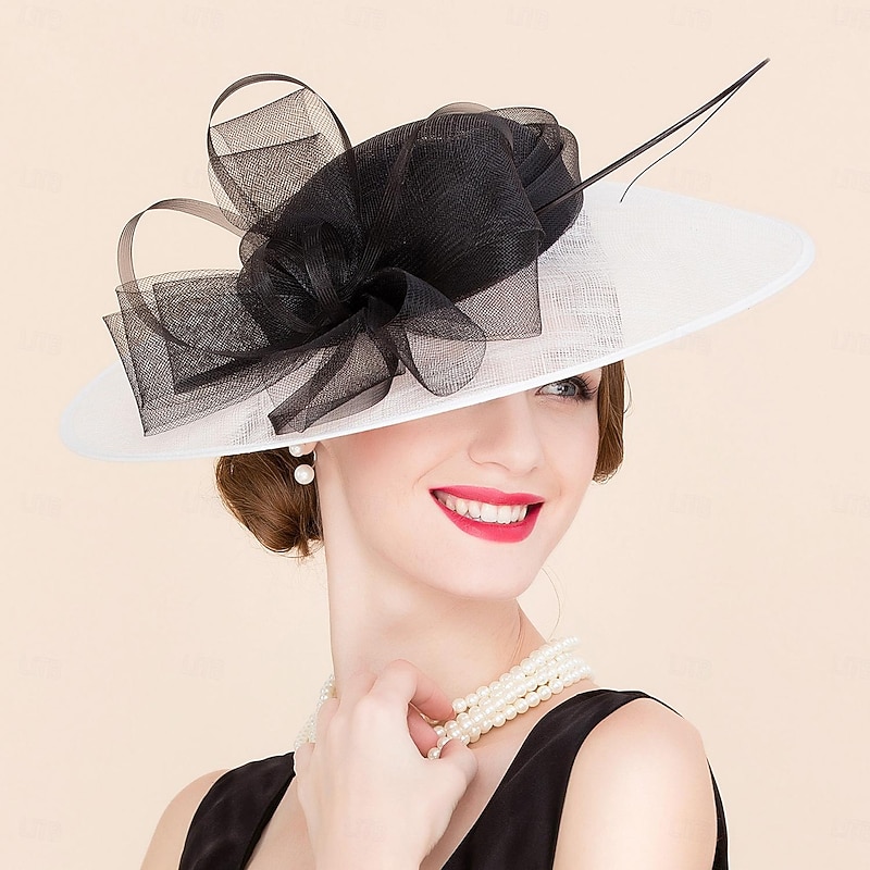 Hats Flax Sun Hat Top Hat Sinamay Hat Wedding Tea Party Elegant Wedding With Feather Bowknot Headpiece Headwear3
