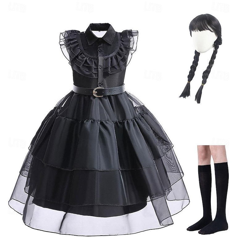 Gothic Horror Dark Academia Dress Cosplay Costume Outfits Punk & Gothic Movie Cosplay for Girls' Kid's Masquerade2