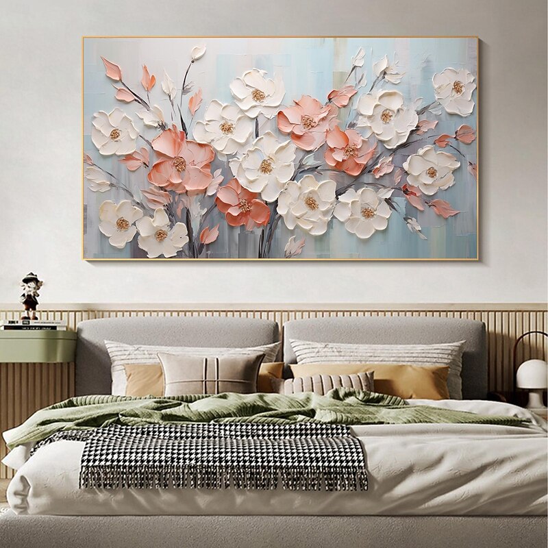 Handmade Original Flower Oil Painting On Canvas Wall Art Decor Abstract Minimalist Floral Painting for Home Decor With Stretched Frame/Without Inner Frame Painting2