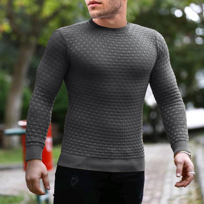 Men's Waffle Tee Waffle Shirt T Shirt Tee Long Sleeve Crew Neck Spring &  Fall Plain Fashion Designer Basic Knit Vacation Street Going out Black White Khaki Top Tee for Men3