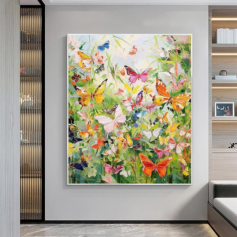 Hand painted Abstract Colorful Butterfly Oil Painting on Canvas animal painting Original Nature Scenery pattle knife Painting Custom Planting  Art Modern oil painting for Wall Art Bedroom Wall Decor2