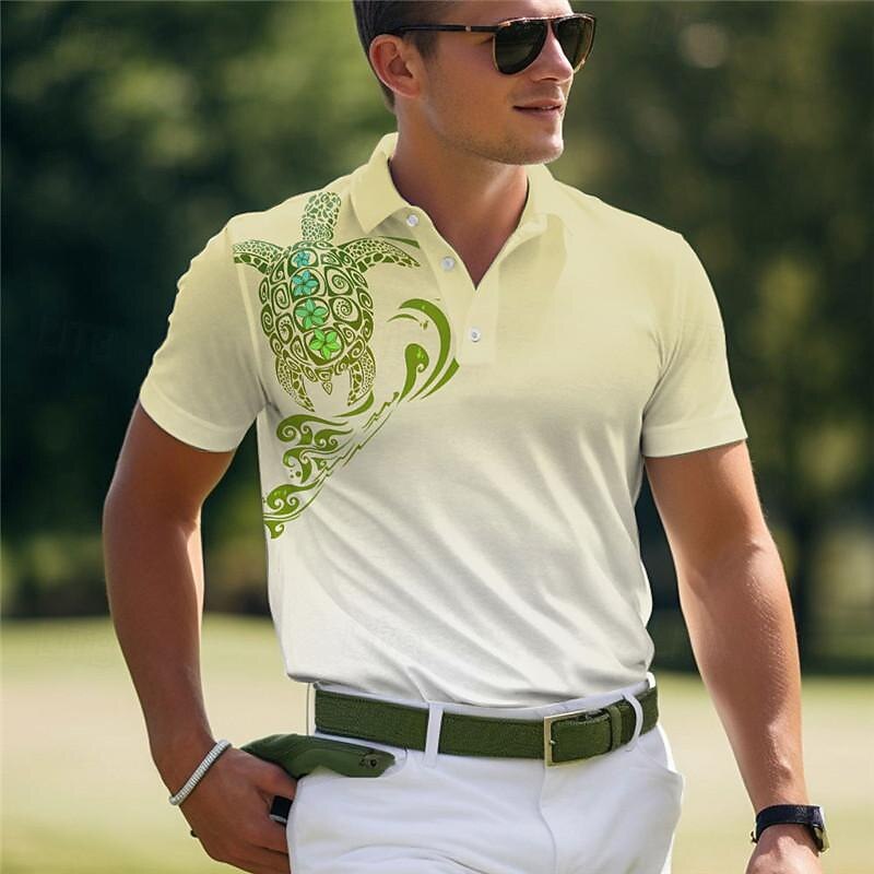 Kentucky Derby Men's Hawaiian Polo Shirts Golf Shirt Short Sleeve Polo Shirts Collared Shirts Casual Beach Wear Vacation Wear Tropical Wear Party Outfits Buttons 3D Print Summer Yellow Pink Blue3