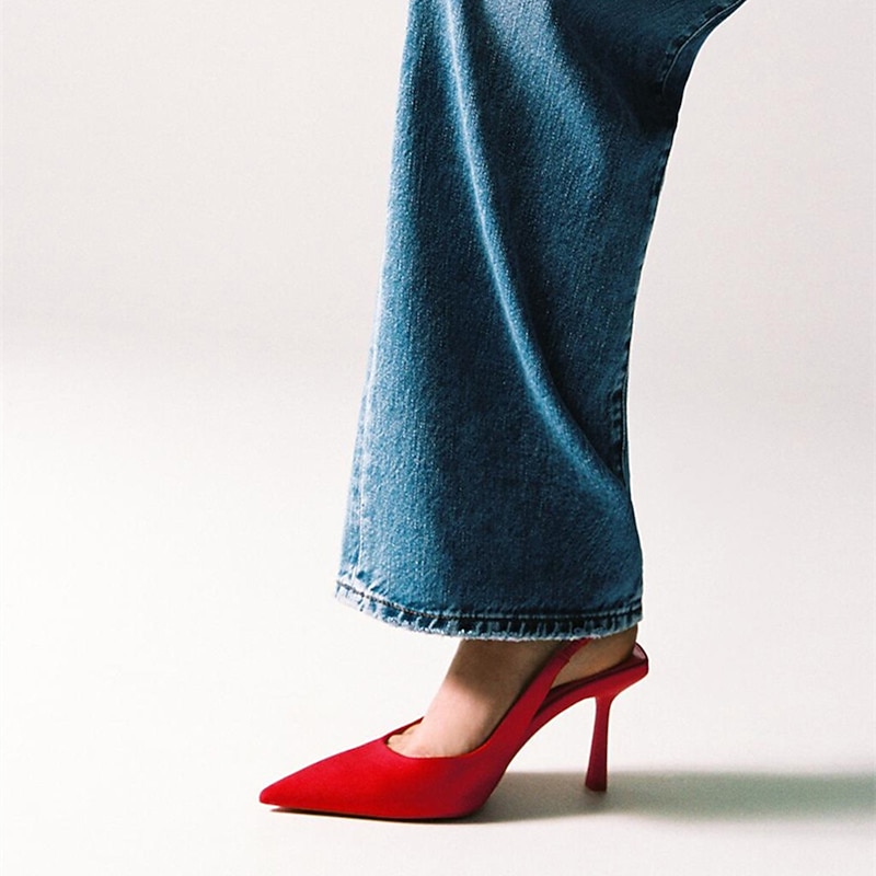 Women's Heels Ladies Shoes Valentines Gifts Ankle Strap Heels Office Valentine's Day Daily Solid Colored High Heel Low Heel Pointed Toe Elegant Sexy Casual Walking Synthetics Loafer Black Red Purple3