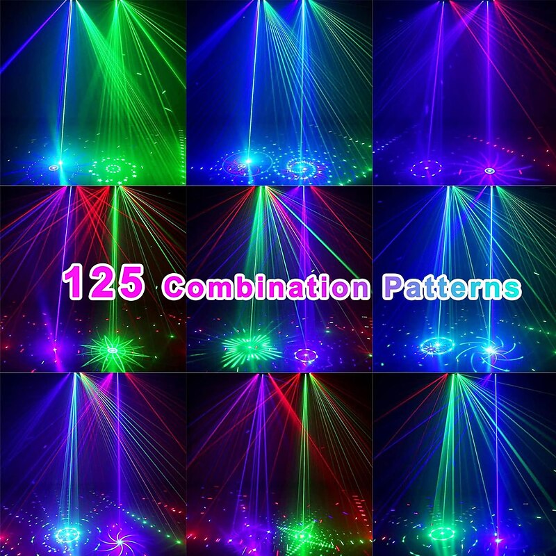 15 Eyes RGB Dj Disco Party Light Indoor Strobe Stage Lighting Effect LED Projector by DMX512 Control and Sound Activated Ravelight for Home Birthday Parties Karaoke KTV2