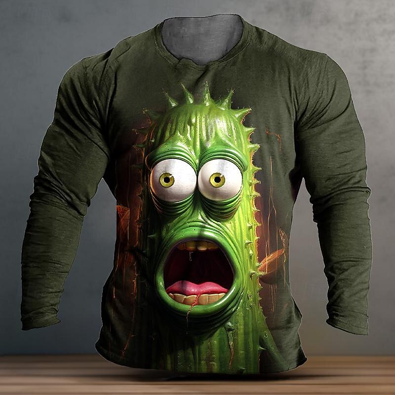 Men's Graphic Cartoon Funny T Shirt Long Sleeve T shirt 3D Print Crew Neck Shirt Designer Casual Subculture Sports Outdoor Holiday Going out Black Burgundy Blue Spring &  Fall Clothing Apparel S M L4