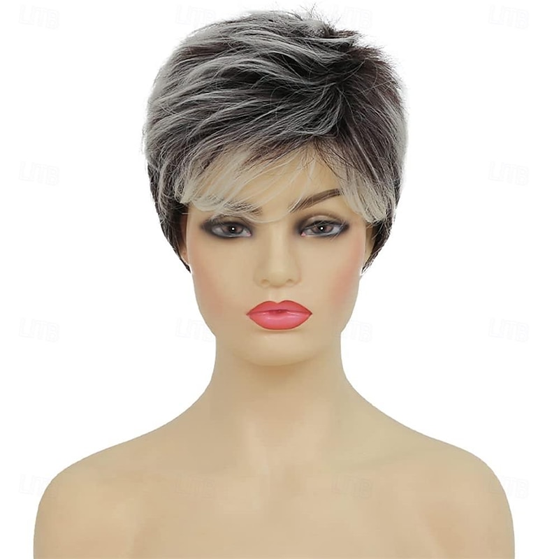 Short Grey Pixie Cut Wigs for Women Layered Soft Fluffy Old Lady Synthetic Wigs for Daily Party Costume Use2