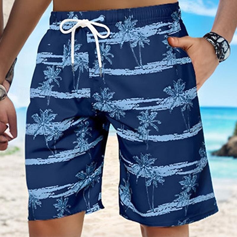 Men's Coconut Tree Bermuda shorts Beach Shorts Mid Waist Vacation Hawaiian Holiday Vacation Daily Holiday Drawstring Elastic Waist 3D Print Designer Clothing Apparel2