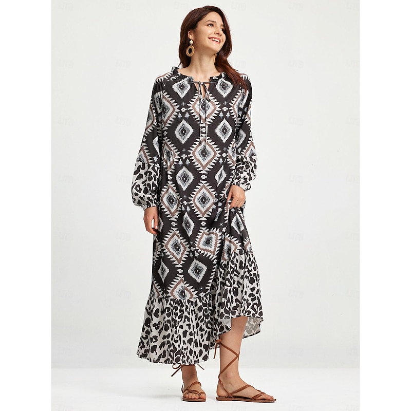 Boho Abstract Animal Print Maxi Dress3