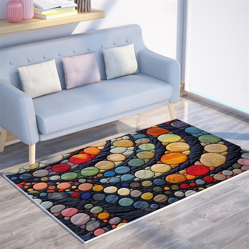 Quilting Art Dots Area Rug Kitchen Mat Non-Slip Oil Proof Floor Mat Livingroom Rug Indoor Outdoor Mat Bedroom Decor Bathroom Mat Entrance Rug Door Mat3