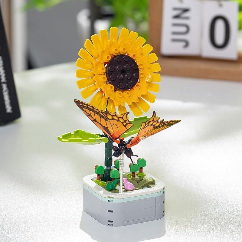 Women's Day Gifts Potted Plant Flower Building Block Set with Butterfly Bee Sunflowers Insects and Girasoles Flowers Valentine's Day Women's Day Mother's Day Gifts for Girls Mother's Day Gifts for MoM4