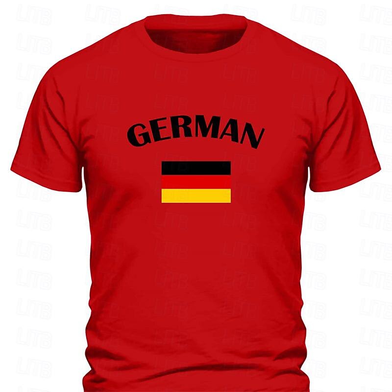 Men's Germany National Flag T Shirt Tee Top Cotton Short Sleeve Graphic Shirt Black White Red Comfortable Tee Sports Outdoor Holiday Fashion Designer Clothing2