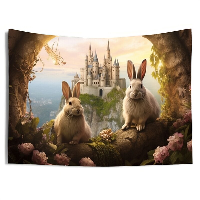 Rabbit Castle Hanging Tapestry Wall Art Large Tapestry Mural Decor Photograph Backdrop Blanket Curtain Home Bedroom Living Room Decoration4