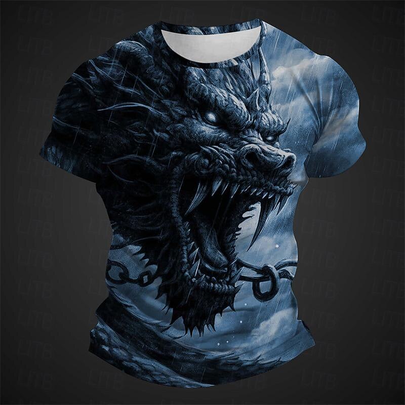 Men's Graphic Animal Dragon T Shirt Short Sleeve T shirt 3D Print Crew Neck Shirt Daily Designer Casual Sports Outdoor Holiday Going out Light Green Blue Red Spring & Summer Clothing Apparel S M L XL4