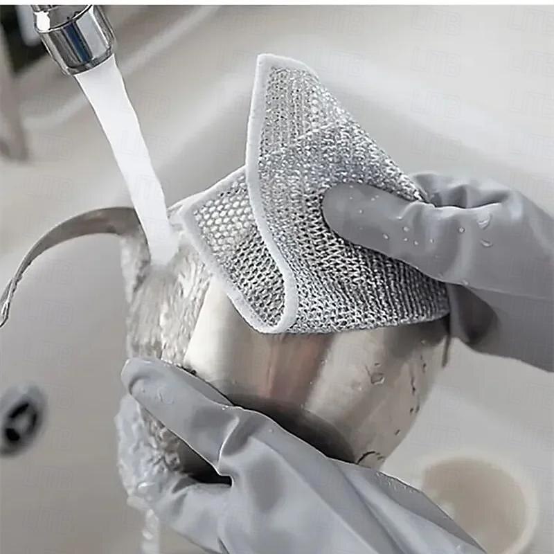 5pcs Steel Wire Cleaning Cloth Kitchen Magic Dishwashing Towel Non Stick Oil Cleaning Rag Microwave Stove Clean Tools Dish Cloth3