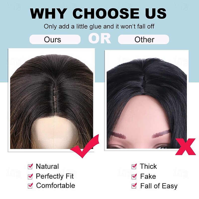 Long Brown Mixed Blonde Wavy Wig for Women 24 Inch Middle Part Curly Wavy Wig Natural Looking Synthetic Heat Resistant Fiber Wig for Daily Party Use Halloween Wigs3