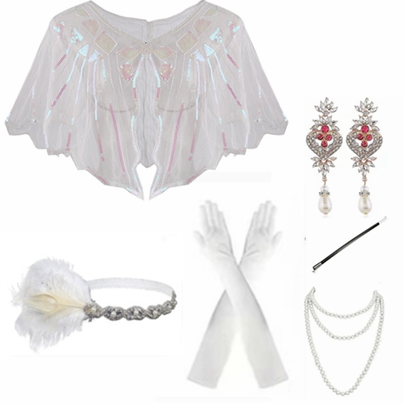 Retro Vintage 1920s Cloak Party Costume Fascinator Hat The Great Gatsby Charleston Wedding Guest Fancy Dress Women's Masquerade Party / Evening Wedding Reception Bachelorette Party Adults' Shawl4