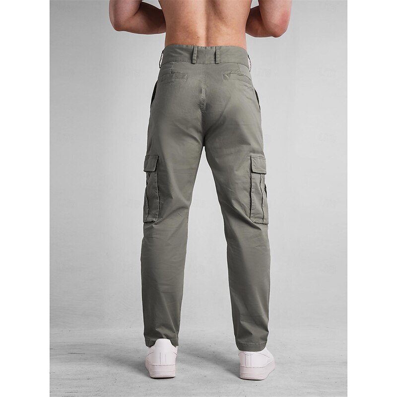 Men's Cargo Pants Trousers Buttons Multi Pocket Plain Wearable Casual Daily Holiday Sports Fashion Black Army Green3
