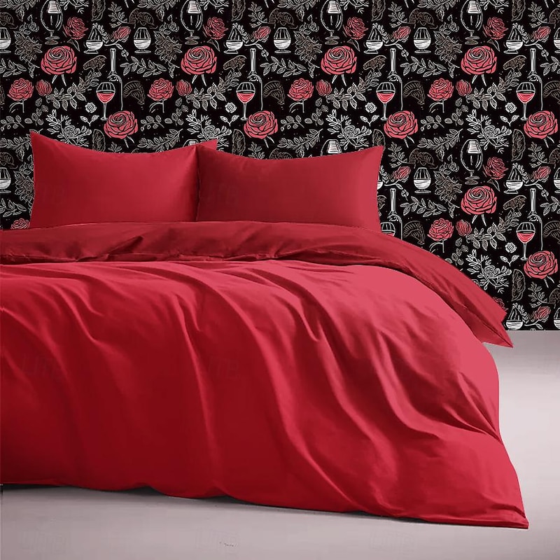 Bedding Duvet Cover Set - 1 Duvet Cover with 2/1 Pillow Shams - 3/2 Pieces Comforter Cover with Zipper Closure Sage Green Peach Puzz Red Blue Yellow White Black3