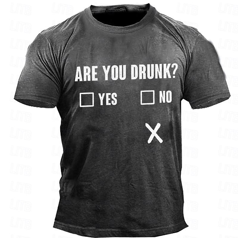 Men's Graphic Are You Drunk T Shirt Short Sleeve T shirt 3D Print Crew Neck Shirt Designer Retro Vintage Street Style Sports Outdoor Holiday Going out Blue Army Green Dark Blue Spring & Summer2
