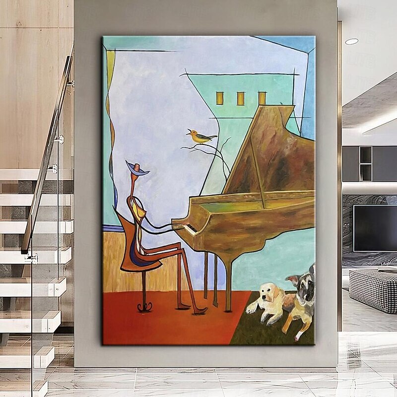 Hand painted Abstract Piano Oil Painting handmade Music Room Art painting Modern Oil Painting of Abstract Figure Oil Painting Music painting Abstract Cubism  art figurative art modern art painting3