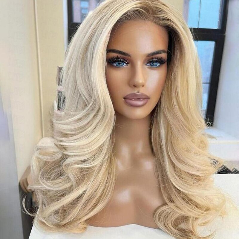 Remy Human Hair 13x4 Lace Front Wig Free Part Brazilian Hair Wavy Multi-color Wig 130% 150% Density Ombre Hair  Pre-Plucked For Women Long Human Hair Lace Wig3
