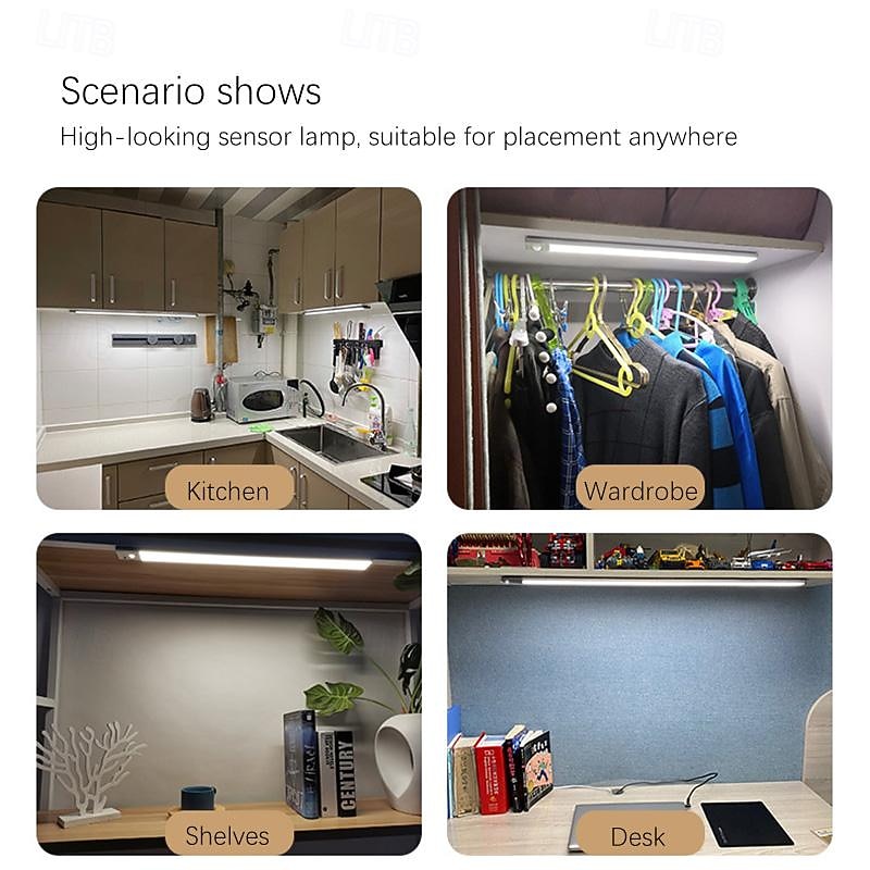 Under Cabinet Lighting, LED Sensor Cabinet Light with Remote Control, Magnetic Dimmable Soft Light Wall Lamp Human Body Sensor Induction, Rechargeable Lamp, Under Counter Night Lights3